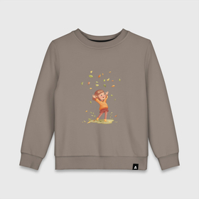 Детский свитшот хлопок с принтом Радостная осень в Курске, 100% хлопок | круглый вырез горловины, эластичные манжеты, пояс и воротник | 