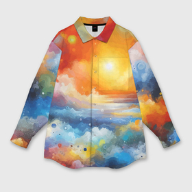 Мужская рубашка oversize 3D с принтом Закат солнца   разноцветные облака в Кировске,  |  | 