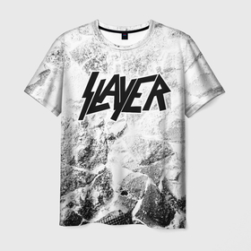 Мужская футболка 3D с принтом Slayer white graphite в Петрозаводске, 100% полиэфир | прямой крой, круглый вырез горловины, длина до линии бедер | Тематика изображения на принте: 