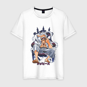 Мужская футболка хлопок с принтом One piece дым smoke в Санкт-Петербурге, 100% хлопок | прямой крой, круглый вырез горловины, длина до линии бедер, слегка спущенное плечо. | 