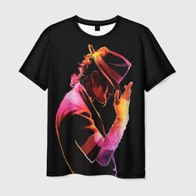 Мужская футболка 3D с принтом Michael Jackson in the hat в Санкт-Петербурге, 100% полиэфир | прямой крой, круглый вырез горловины, длина до линии бедер | 