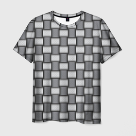 Мужская футболка 3D с принтом Переплетенные серые ленты , 100% полиэфир | прямой крой, круглый вырез горловины, длина до линии бедер | Тематика изображения на принте: 