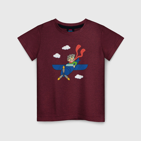 Детская футболка хлопок с принтом Мальчик пилот и самолет в Кировске, 100% хлопок | круглый вырез горловины, полуприлегающий силуэт, длина до линии бедер | Тематика изображения на принте: 