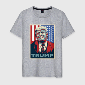 Мужская футболка хлопок с принтом Трамп Дональд в Белгороде, 100% хлопок | прямой крой, круглый вырез горловины, длина до линии бедер, слегка спущенное плечо. | Тематика изображения на принте: 