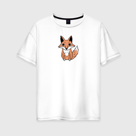 Женская футболка хлопок Oversize с принтом Упоротая лиса в Санкт-Петербурге, 100% хлопок | свободный крой, круглый ворот, спущенный рукав, длина до линии бедер
 | 