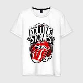 Мужская футболка хлопок с принтом Rolling Stones   tongue в Екатеринбурге, 100% хлопок | прямой крой, круглый вырез горловины, длина до линии бедер, слегка спущенное плечо. | 
