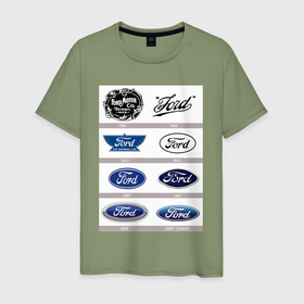 Мужская футболка хлопок с принтом Ford логотип в Кировске, 100% хлопок | прямой крой, круглый вырез горловины, длина до линии бедер, слегка спущенное плечо. | Тематика изображения на принте: 
