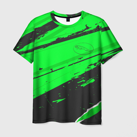 Мужская футболка 3D с принтом Jaguar sport green в Екатеринбурге, 100% полиэфир | прямой крой, круглый вырез горловины, длина до линии бедер | 