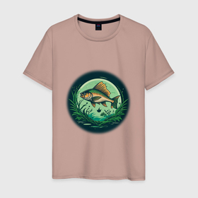 Мужская футболка хлопок с принтом Охотник на рыб в Санкт-Петербурге, 100% хлопок | прямой крой, круглый вырез горловины, длина до линии бедер, слегка спущенное плечо. | 