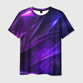 Мужская футболка 3D с принтом Фиолетовая объемная неровная текстура в Петрозаводске, 100% полиэфир | прямой крой, круглый вырез горловины, длина до линии бедер | 