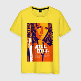 Мужская футболка хлопок с принтом Kill bill   Uma Thurman в Петрозаводске, 100% хлопок | прямой крой, круглый вырез горловины, длина до линии бедер, слегка спущенное плечо. | 