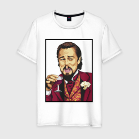 Мужская футболка хлопок с принтом Джанго   Ди Каприо мем в Кировске, 100% хлопок | прямой крой, круглый вырез горловины, длина до линии бедер, слегка спущенное плечо. | Тематика изображения на принте: 