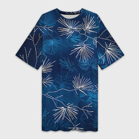 Платье-футболка 3D с принтом Японская вышивка сашико   ветви сосны в Петрозаводске,  |  | Тематика изображения на принте: 
