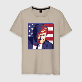 Мужская футболка хлопок с принтом Президент Дональд Трамп в Белгороде, 100% хлопок | прямой крой, круглый вырез горловины, длина до линии бедер, слегка спущенное плечо. | Тематика изображения на принте: 