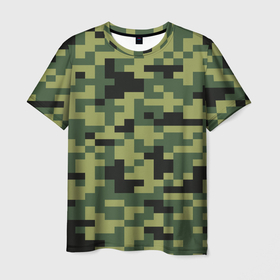 Мужская футболка 3D с принтом Камуфляжный стиль текстура пикселя в Екатеринбурге, 100% полиэфир | прямой крой, круглый вырез горловины, длина до линии бедер | Тематика изображения на принте: 