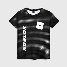 Женская футболка 3D с принтом Roblox metal game lines , 100% полиэфир ( синтетическое хлопкоподобное полотно) | прямой крой, круглый вырез горловины, длина до линии бедер | 