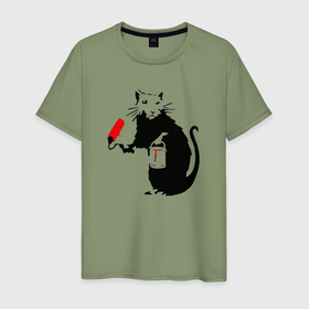 Мужская футболка хлопок с принтом Banksy rat , 100% хлопок | прямой крой, круглый вырез горловины, длина до линии бедер, слегка спущенное плечо. | 