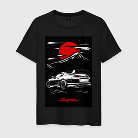 Мужская футболка хлопок с принтом Toyota Supra jdm гоночный в Курске, 100% хлопок | прямой крой, круглый вырез горловины, длина до линии бедер, слегка спущенное плечо. | 