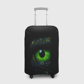 Чехол для чемодана 3D с принтом Глаз дракона змеи зеленого цвета: символ 2025 Нового года в Екатеринбурге, 86% полиэфир, 14% спандекс | двустороннее нанесение принта, прорези для ручек и колес | 
