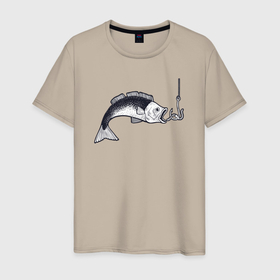Мужская футболка хлопок с принтом Голодная рыбка в Петрозаводске, 100% хлопок | прямой крой, круглый вырез горловины, длина до линии бедер, слегка спущенное плечо. | 