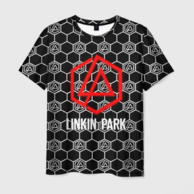 Мужская футболка 3D с принтом Linkin park logo pattern в Петрозаводске, 100% полиэфир | прямой крой, круглый вырез горловины, длина до линии бедер | Тематика изображения на принте: 