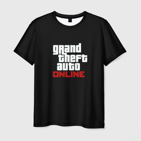 Мужская футболка 3D с принтом GTA online logo в Санкт-Петербурге, 100% полиэфир | прямой крой, круглый вырез горловины, длина до линии бедер | Тематика изображения на принте: 
