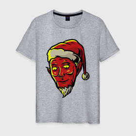 Мужская футболка хлопок с принтом Санта демон в Курске, 100% хлопок | прямой крой, круглый вырез горловины, длина до линии бедер, слегка спущенное плечо. | 