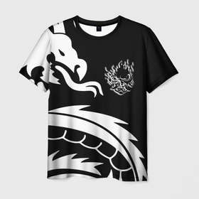 Мужская футболка 3D с принтом Samurai dragon steel japan , 100% полиэфир | прямой крой, круглый вырез горловины, длина до линии бедер | Тематика изображения на принте: 
