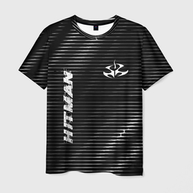 Мужская футболка 3D с принтом Hitman metal game lines в Тюмени, 100% полиэфир | прямой крой, круглый вырез горловины, длина до линии бедер | 