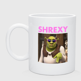 Кружка керамическая с принтом Shrexy   Shrek в Кировске, керамика | объем — 330 мл, диаметр — 80 мм. Принт наносится на бока кружки, можно сделать два разных изображения | 