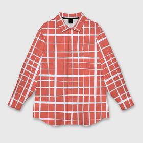 Женская рубашка oversize 3D с принтом Светлая клетка на красном в Екатеринбурге,  |  | 