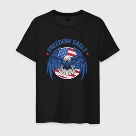 Мужская футболка хлопок с принтом США   орёл свободы в Екатеринбурге, 100% хлопок | прямой крой, круглый вырез горловины, длина до линии бедер, слегка спущенное плечо. | 