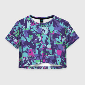 Женская футболка Crop-top 3D с принтом Абстрактный фон со спортивным узором в Курске, 100% полиэстер | круглая горловина, длина футболки до линии талии, рукава с отворотами | 