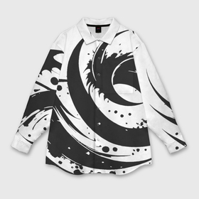 Мужская рубашка oversize 3D с принтом Ai art black and white abstraction в Новосибирске,  |  | 