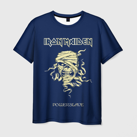 Мужская футболка 3D с принтом Iron Maiden powerslave rock в Кировске, 100% полиэфир | прямой крой, круглый вырез горловины, длина до линии бедер | 