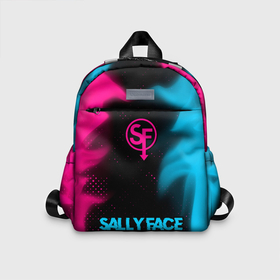 Детский рюкзак 3D с принтом Sally Face   neon gradient по центру в Курске, 100% полиэстер | лямки с регулируемой длиной, сверху петелька, чтобы рюкзак можно было повесить на вешалку. Основное отделение закрывается на молнию, как и внешний карман. Внутри дополнительный карман. По бокам два дополнительных кармашка | Тематика изображения на принте: 