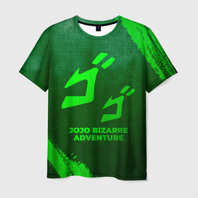 Мужская футболка 3D с принтом JoJo Bizarre Adventure   green gradient в Рязани, 100% полиэфир | прямой крой, круглый вырез горловины, длина до линии бедер | Тематика изображения на принте: 