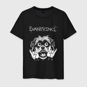 Мужская футболка хлопок с принтом Evanescence rock dog в Екатеринбурге, 100% хлопок | прямой крой, круглый вырез горловины, длина до линии бедер, слегка спущенное плечо. | 