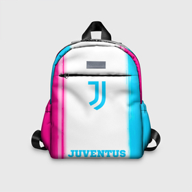 Детский рюкзак 3D с принтом Juventus neon gradient style по центру , 100% полиэстер | лямки с регулируемой длиной, сверху петелька, чтобы рюкзак можно было повесить на вешалку. Основное отделение закрывается на молнию, как и внешний карман. Внутри дополнительный карман. По бокам два дополнительных кармашка | 