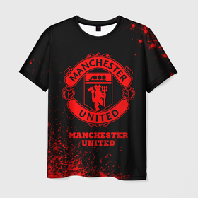 Мужская футболка 3D с принтом Manchester United   red gradient в Рязани, 100% полиэфир | прямой крой, круглый вырез горловины, длина до линии бедер | Тематика изображения на принте: 