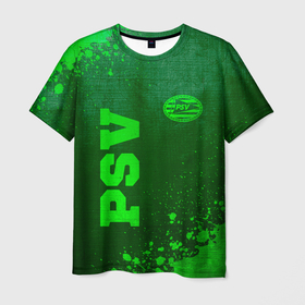 Мужская футболка 3D с принтом PSV   green gradient вертикально в городе Новоалтайск, 100% полиэфир | прямой крой, круглый вырез горловины, длина до линии бедер | 