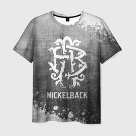 Мужская футболка 3D с принтом Nickelback   grey gradient в Тюмени, 100% полиэфир | прямой крой, круглый вырез горловины, длина до линии бедер | Тематика изображения на принте: 