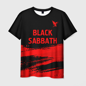 Мужская футболка 3D с принтом Black Sabbath   red gradient посередине в Курске, 100% полиэфир | прямой крой, круглый вырез горловины, длина до линии бедер | Тематика изображения на принте: 