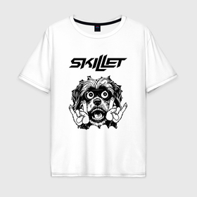 Мужская футболка хлопок Oversize с принтом Skillet   rock dog в Кировске, 100% хлопок | свободный крой, круглый ворот, “спинка” длиннее передней части | Тематика изображения на принте: 