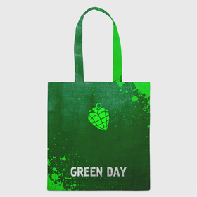 Шоппер 3D с принтом Green Day   green gradient по центру в Санкт-Петербурге, 100% полиэстер | Плотность: 200 г/м2; Размер: 34×35 см; Высота лямок: 30 см | 