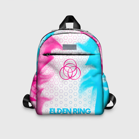 Детский рюкзак 3D с принтом Elden Ring neon gradient style по центру , 100% полиэстер | лямки с регулируемой длиной, сверху петелька, чтобы рюкзак можно было повесить на вешалку. Основное отделение закрывается на молнию, как и внешний карман. Внутри дополнительный карман. По бокам два дополнительных кармашка | Тематика изображения на принте: 