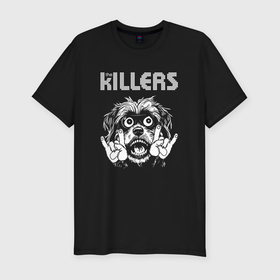 Мужская футболка хлопок Slim с принтом The Killers rock dog в Санкт-Петербурге, 92% хлопок, 8% лайкра | приталенный силуэт, круглый вырез ворота, длина до линии бедра, короткий рукав | 