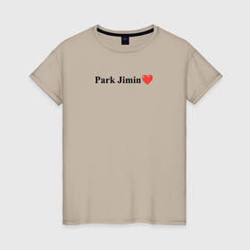 Женская футболка хлопок с принтом BTS Park Jimin в Рязани, 100% хлопок | прямой крой, круглый вырез горловины, длина до линии бедер, слегка спущенное плечо | Тематика изображения на принте: 