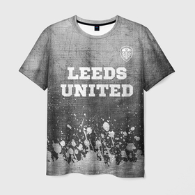 Мужская футболка 3D с принтом Leeds United   grey gradient посередине в Тюмени, 100% полиэфир | прямой крой, круглый вырез горловины, длина до линии бедер | Тематика изображения на принте: 