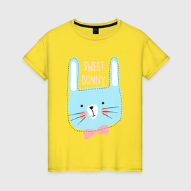 Женская футболка хлопок с принтом Sweet bunny в Новосибирске, 100% хлопок | прямой крой, круглый вырез горловины, длина до линии бедер, слегка спущенное плечо | 